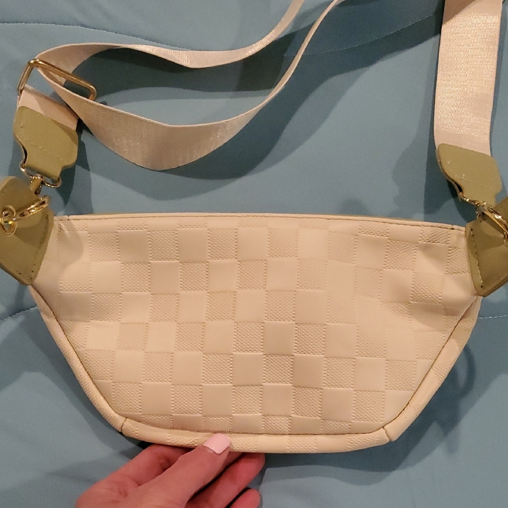 Inspired Cream and Olive Crossbody Bag - Picture 3 of 3